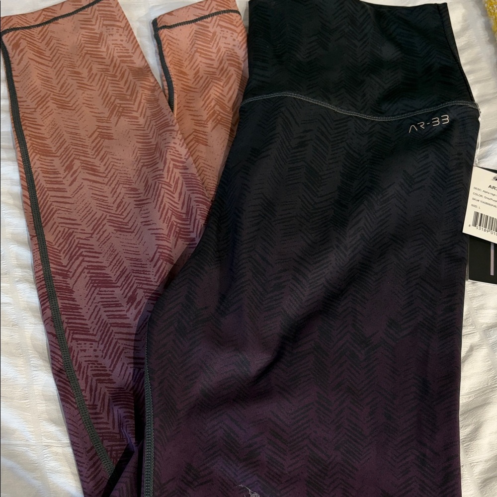 Women's Gradient Leggings - Black and Pink
